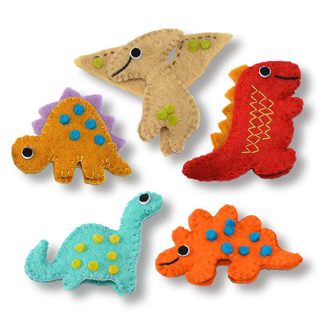 Felted Dino Pack Finger Puppet Set ( 5 in 1 Set) - BNB Crafts Inc