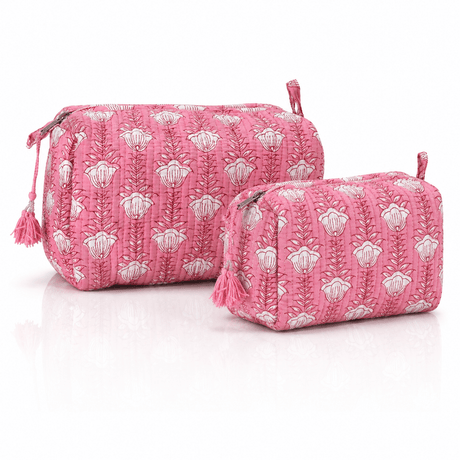 Cotton Block Print Pouch Set - 2 in a Set - BNB Crafts Inc