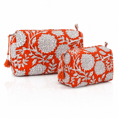 Cotton Block Print Pouch Set - 2 in a Set - BNB Crafts Inc