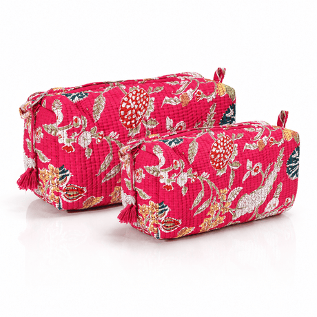 Cotton Block Print Pouch Set - 2 in a Set - BNB Crafts Inc