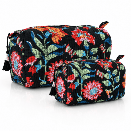 Cotton Block Print Pouch Set - 2 in a Set - BNB Crafts Inc