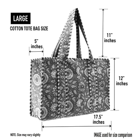 Cotton Block Print Tote Bag - Small & Large - BNB Crafts Inc
