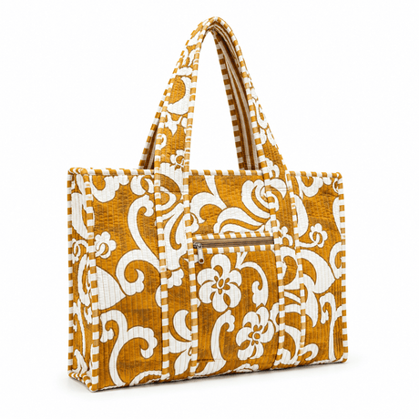 Cotton Block Print Tote Bag- Small & Large - BNB Crafts Inc