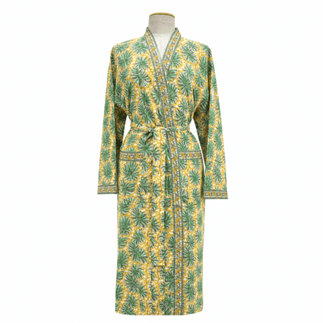 Cotton Kimono Bathrobe – Hand Block Printed - BNB Crafts Inc