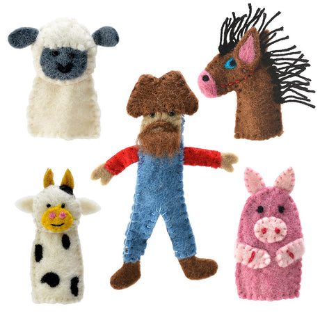 Felted Old McDonald's Farm Animal Finger Puppet (5 in a Set) - BNB Crafts Inc