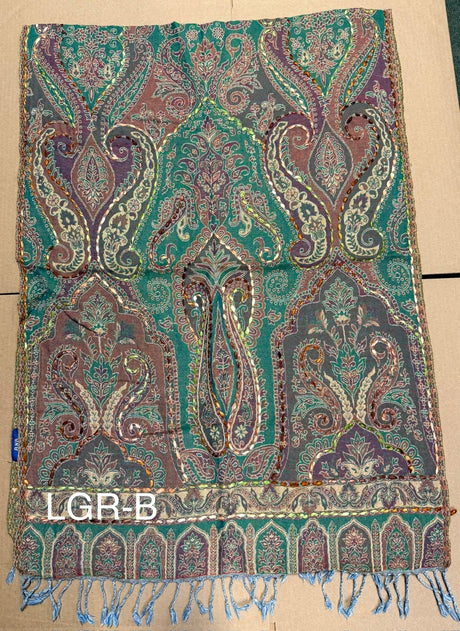 Light Green Boiled Wool Scarves With Patterns - BNB Crafts Inc