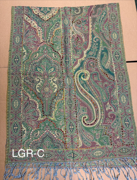 Light Green Boiled Wool Scarves With Patterns - BNB Crafts Inc