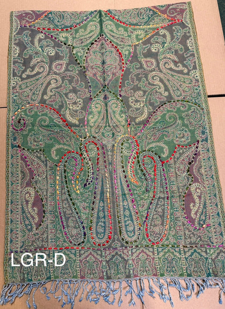 Light Green Boiled Wool Scarves With Patterns - BNB Crafts Inc