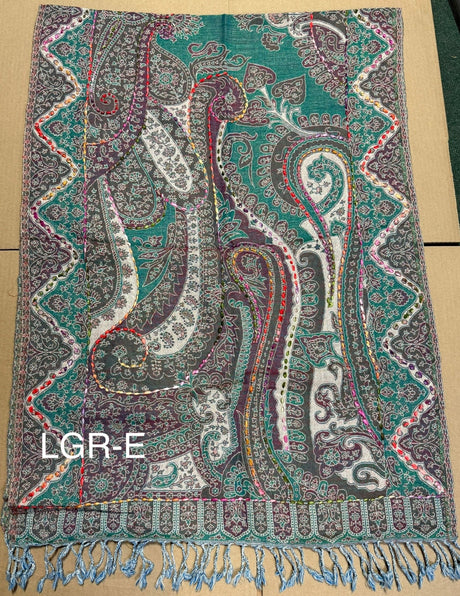 Light Green Boiled Wool Scarves With Patterns - BNB Crafts Inc