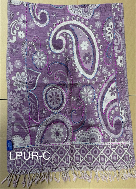 Light Purple Boiled Wool Scarves With Patterns - BNB Crafts Inc