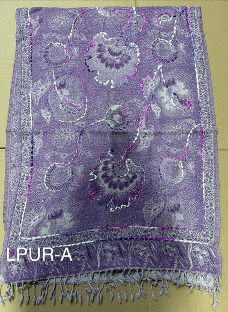 Light Purple Boiled Wool Scarves With Patterns - BNB Crafts Inc