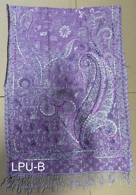 Light Purple Boiled Wool Scarves With Patterns - BNB Crafts Inc