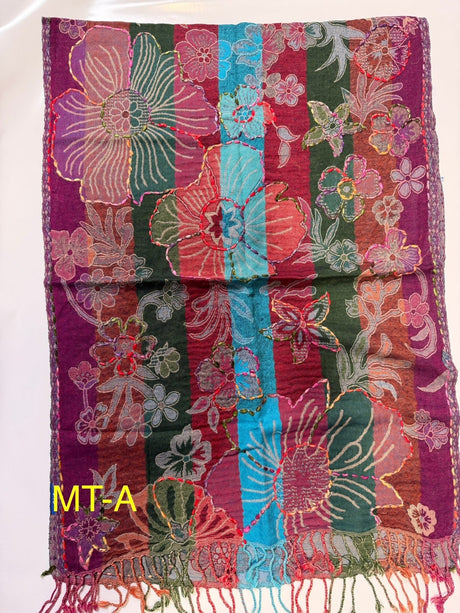 Multi Color Boiled Wool Scarves With Patterns - BNB Crafts Inc