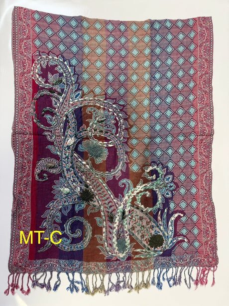 Multi Color Boiled Wool Scarves With Patterns - BNB Crafts Inc