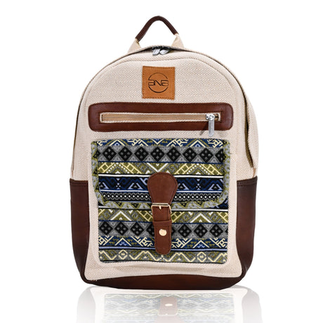 Tribal Pattern Backpack with Leather Accents - BNB Crafts Inc