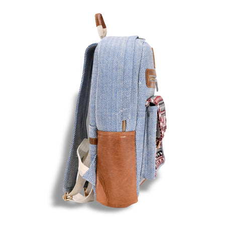 Tribal Pattern Backpack with Leather Accents - BNB Crafts Inc