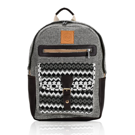 Tribal Pattern Backpack with Leather Accents - BNB Crafts Inc