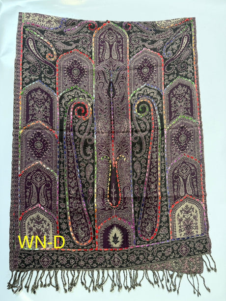 Wine Color Boiled Wool Scarves With Patterns - BNB Crafts Inc