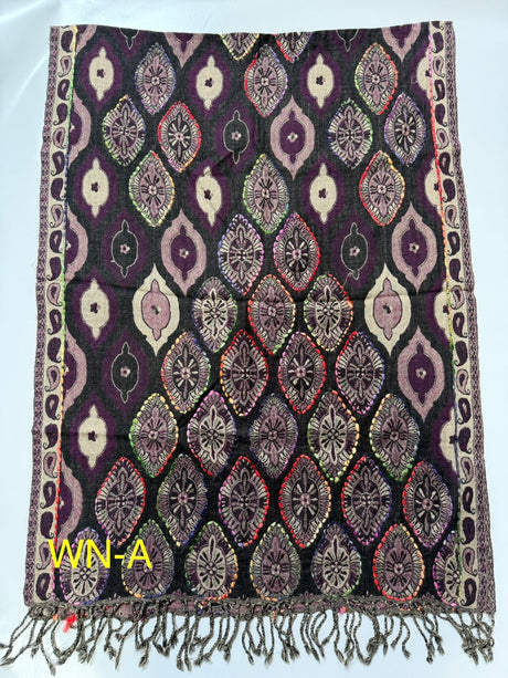 Wine Color Boiled Wool Scarves With Patterns - BNB Crafts Inc