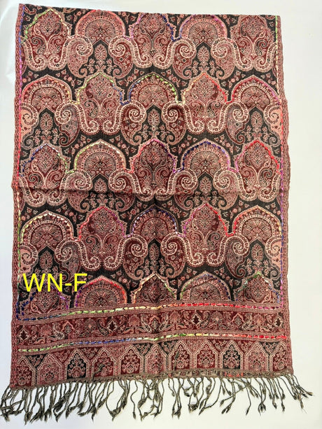 Wine Color Boiled Wool Scarves With Patterns - BNB Crafts Inc