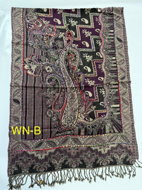 Wine Color Boiled Wool Scarves With Patterns - BNB Crafts Inc